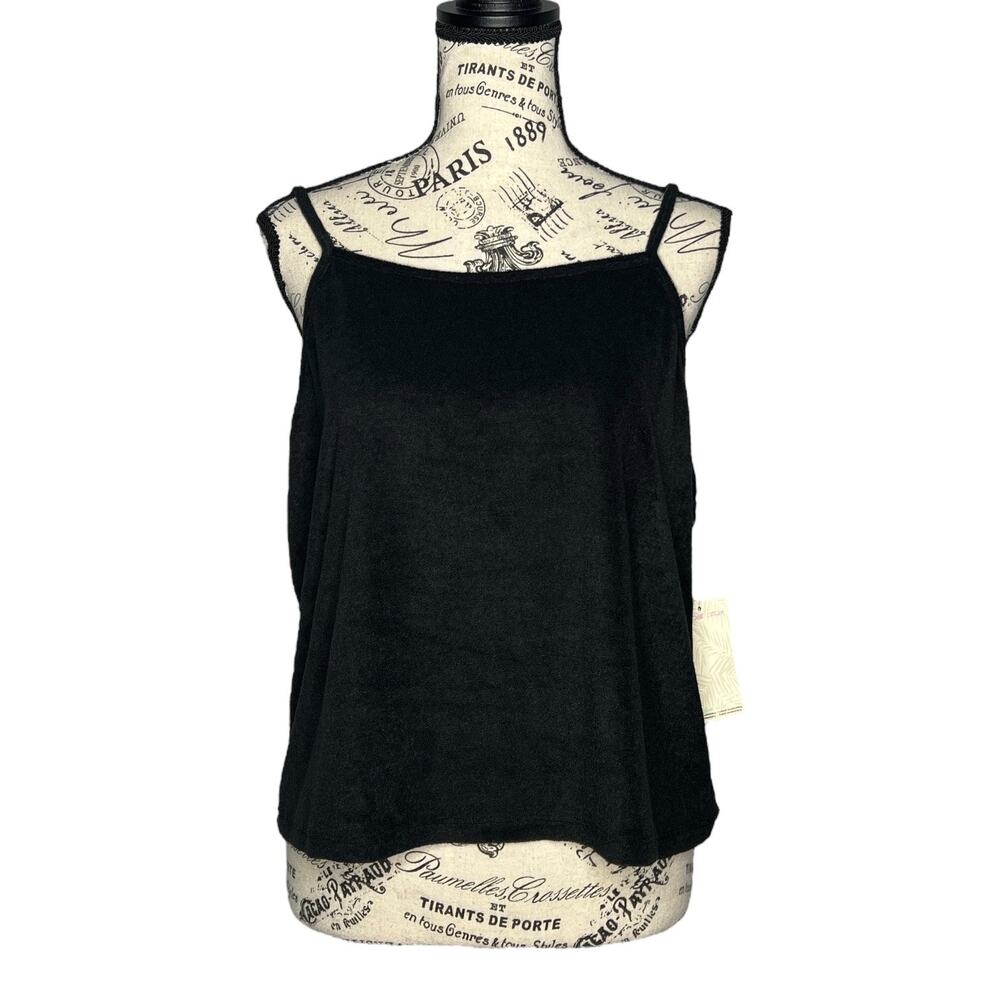 Miken Swim (M) Cami Strap Terry Cloth Cropped Tank Top Vacation Beach Coverup